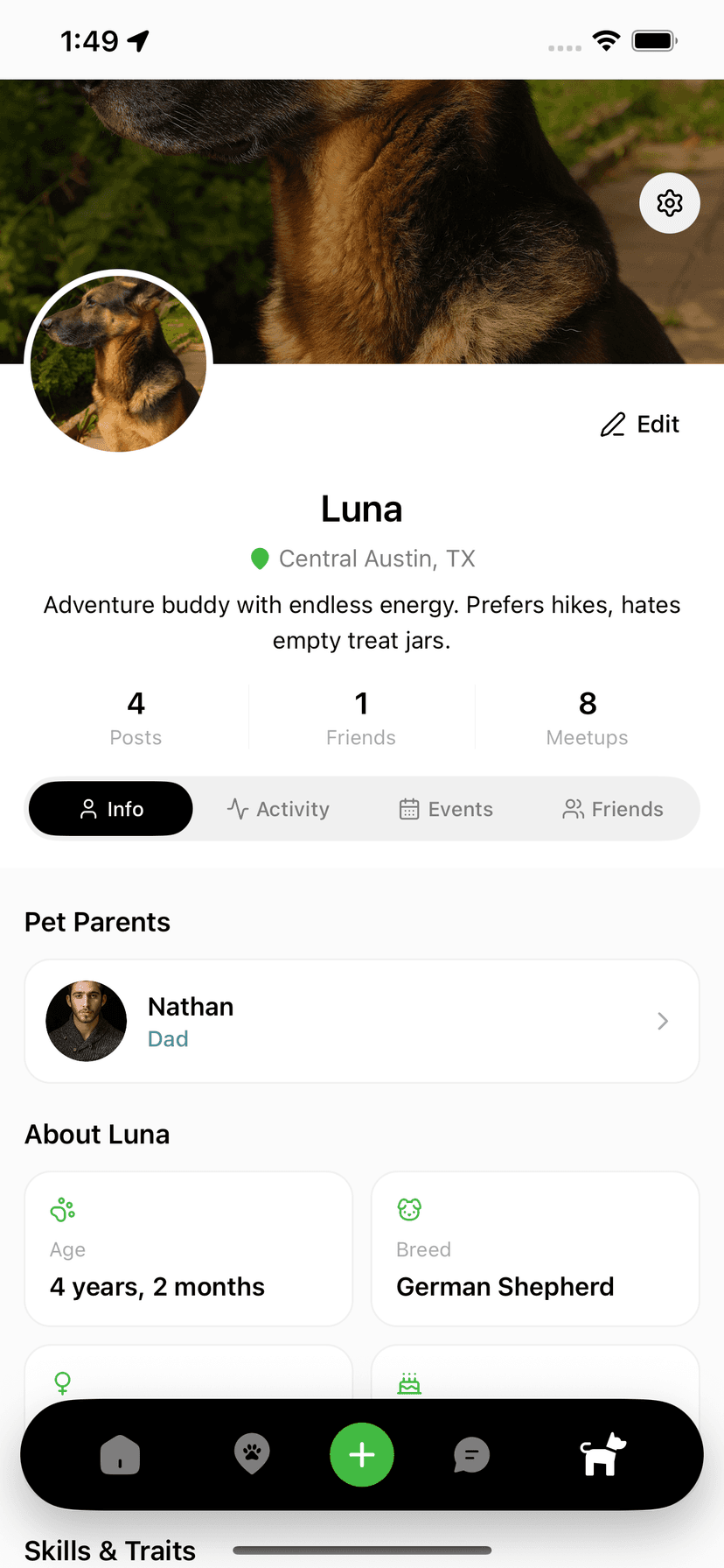 Paw Social dog profile